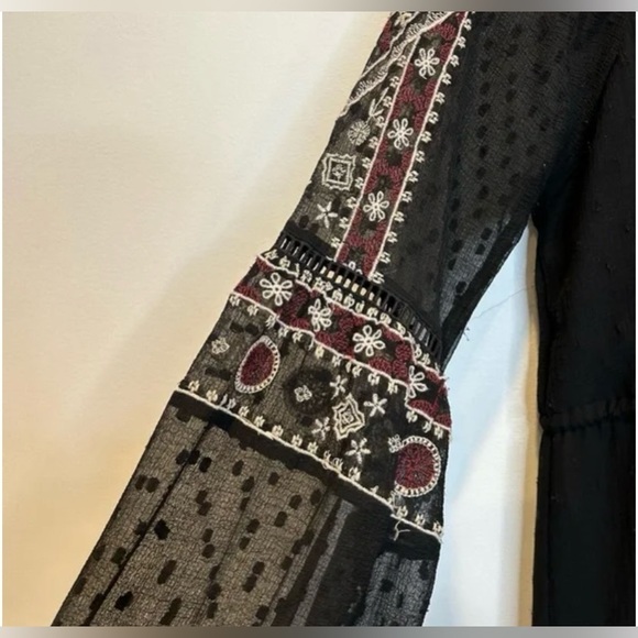 Gorgeous Zara midi dot mesh dress embroidered with sheer sleeves - Picture 7 of 9